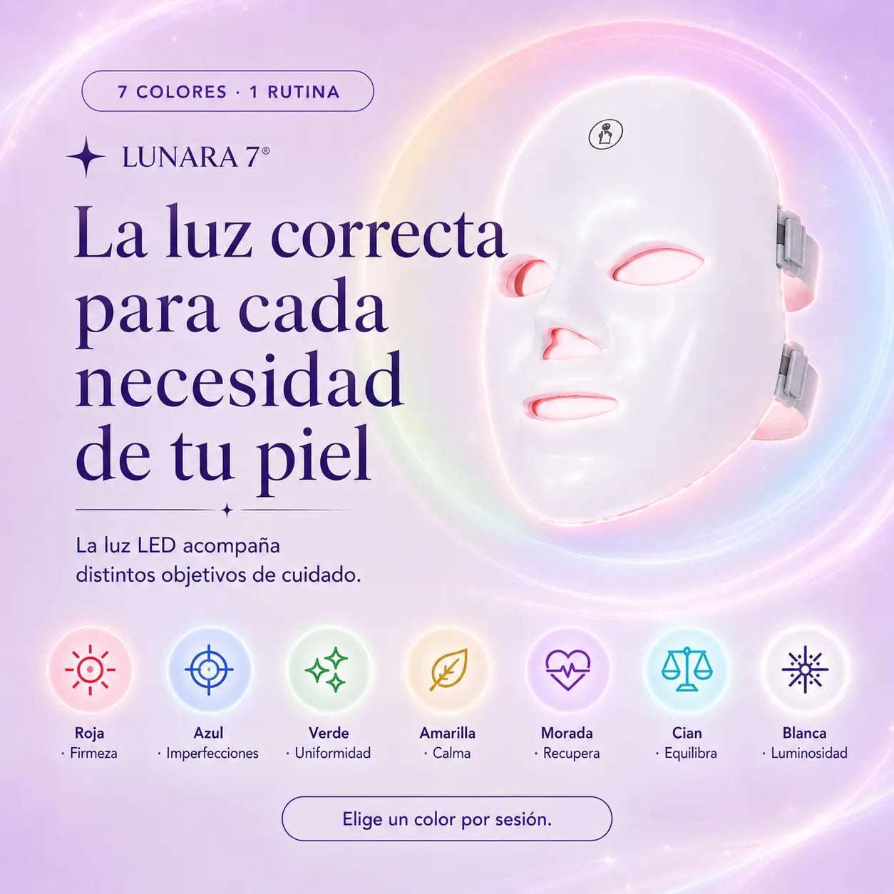 LUNARA 7® Mascarilla LED Facial – 7 colores para una piel más luminosa, uniforme y firme | Envío gratis