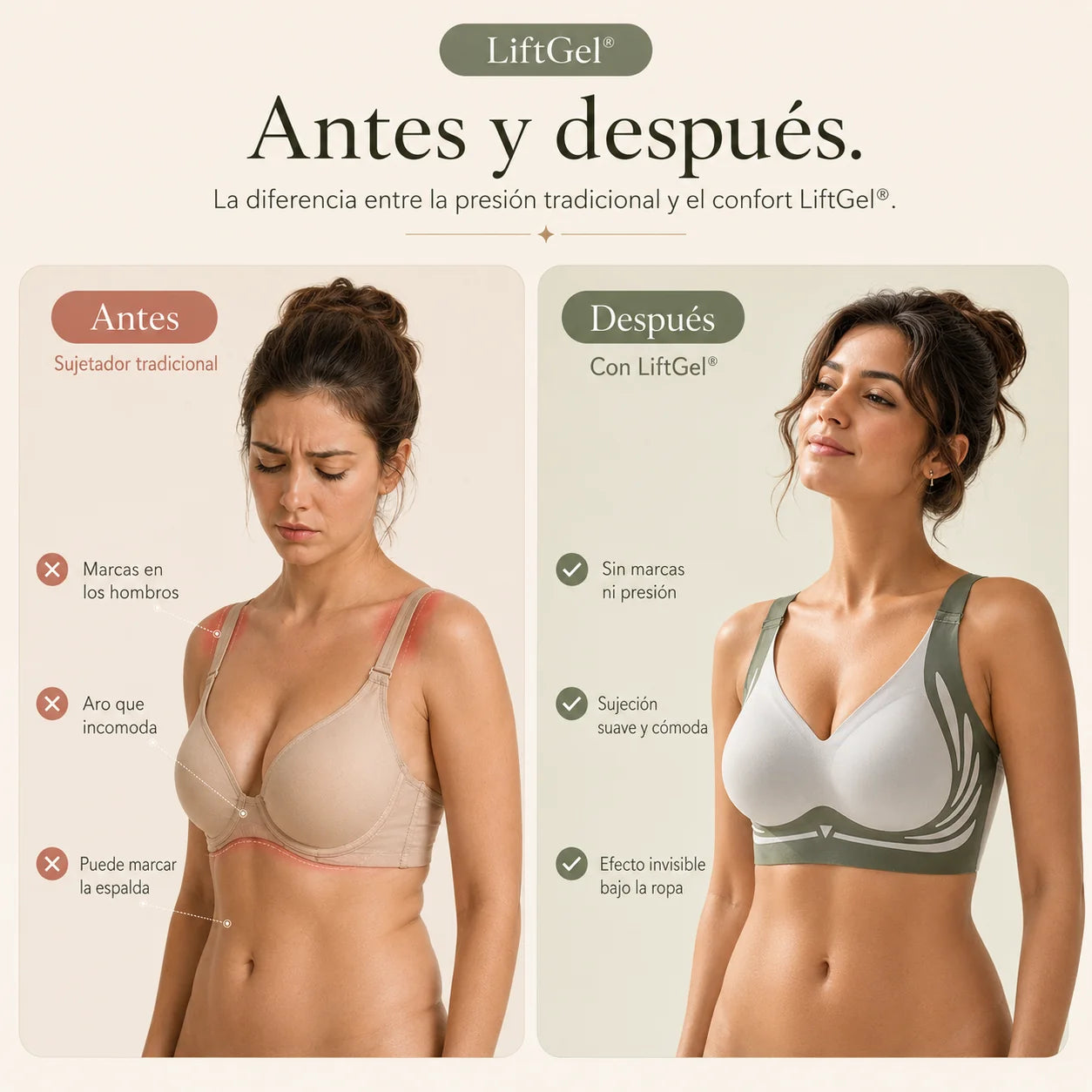 LiftGel® - Sujeción Cómoda e Invisible Bajo la Ropa - Compra 1 y Llévate 2