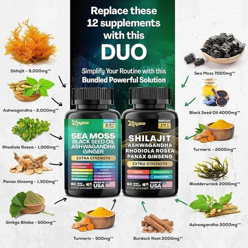 Combo Shilajit + Musgo Marino para mejorar el rendimiento y la vitalidad