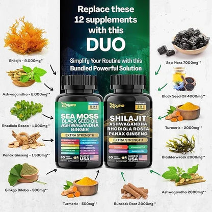 Combo Shilajit + Musgo Marino para mejorar el rendimiento y la vitalidad