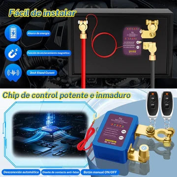 Interruptor de Apagado para Batería de Carro con Control Remoto OurSecurity®
