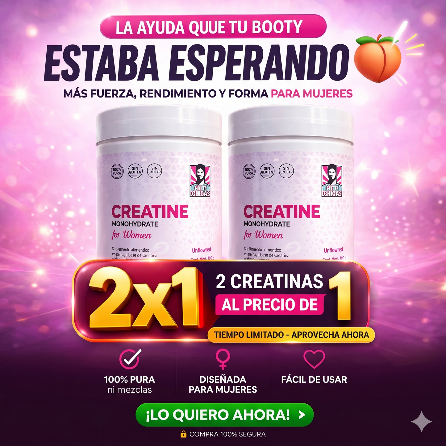 Creatina Old School® Monohidrato para mujeres 2x1! Tiempo limitado