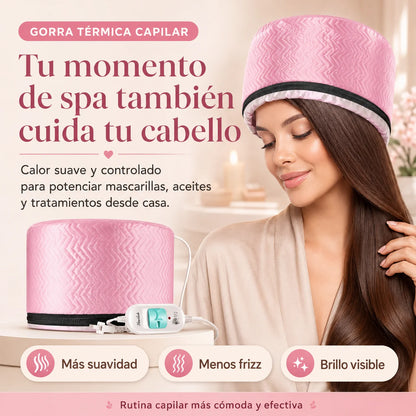 Gorra Térmica Capilar – 3 niveles de calor para potenciar mascarillas, reducir el frizz y dejar el cabello más suave y brillante | Envío gratis