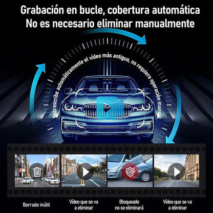 Retrovisor Inteligente ProVisionHD con Cámara Doble — Frontal 1080p + Reversa con Líneas de Guías
