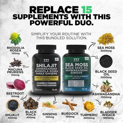 Combo Shilajit + Musgo Marino para mejorar el rendimiento y la vitalidad