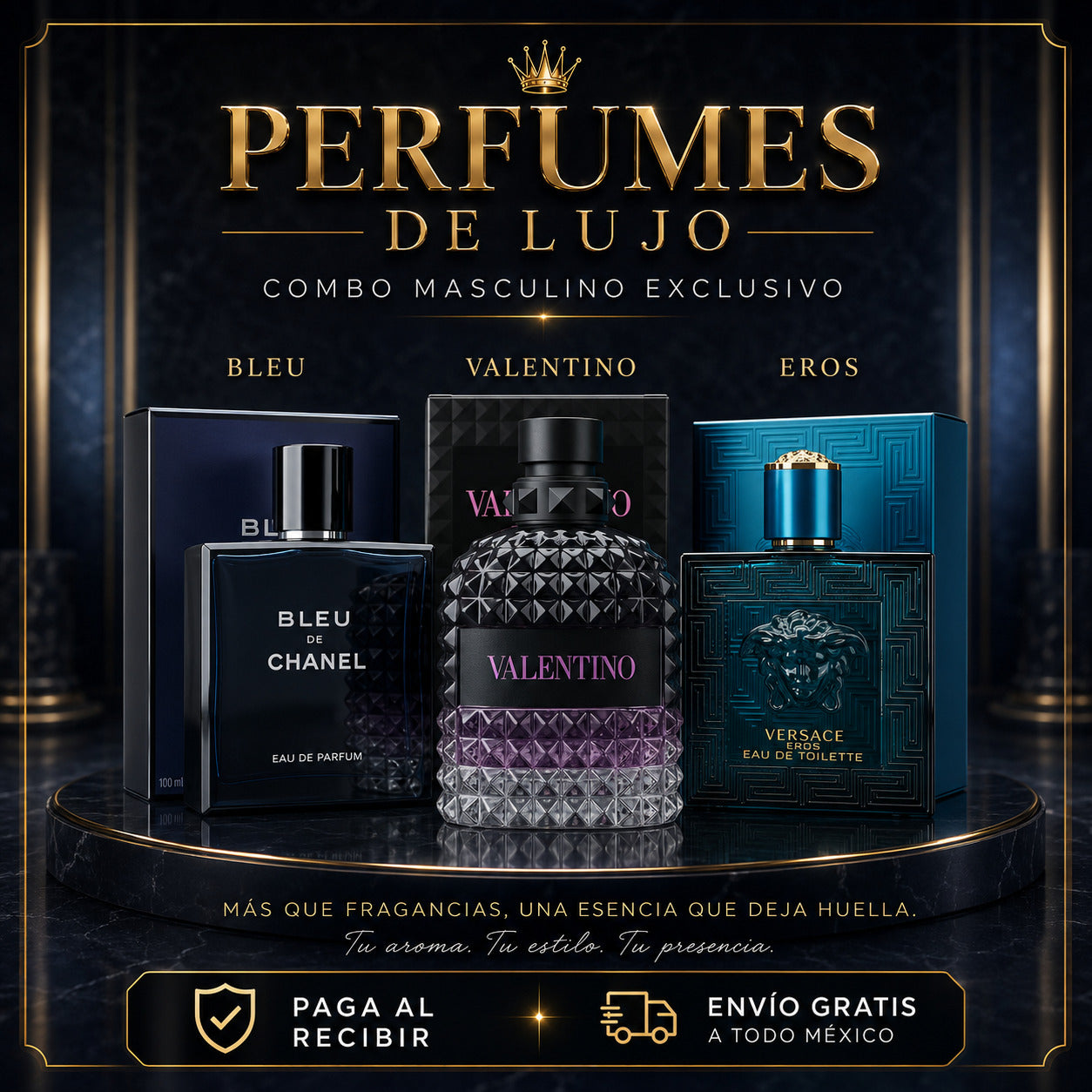 kit 3 perfume versce . val , bleu 1.1