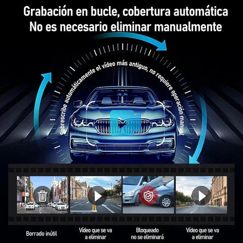Retrovisor Inteligente ProVisionHD con Cámara Doble — Frontal 1080p + Reversa con Líneas de Guía