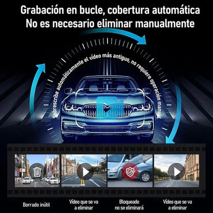 Retrovisor Inteligente ProVisionHD con Cámara Doble — Frontal 1080p + Reversa con Líneas de Guías