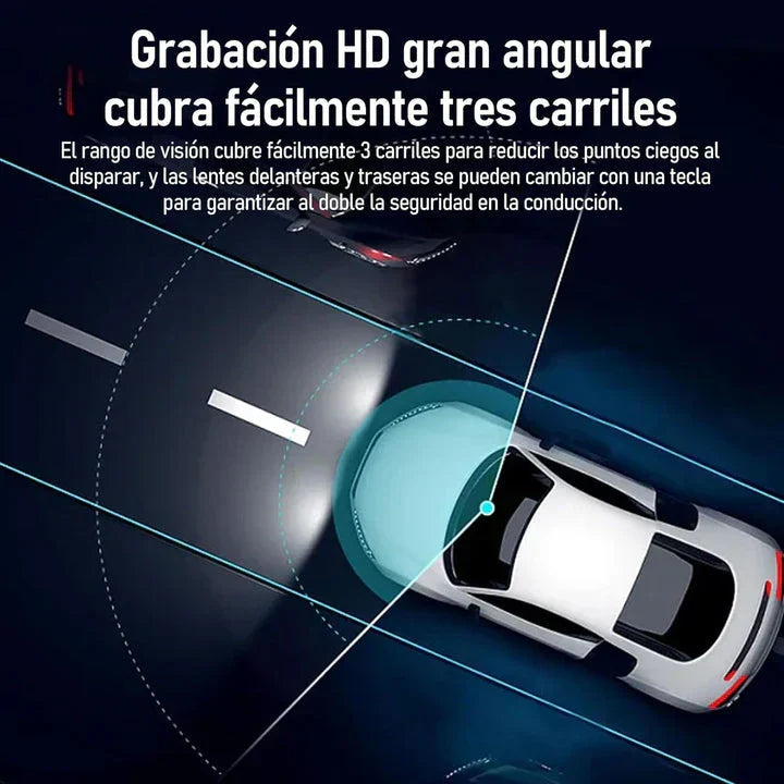 Retrovisor Inteligente ProVisionHD con Cámara Doble — Frontal 1080p + Reversa con Líneas de Guía