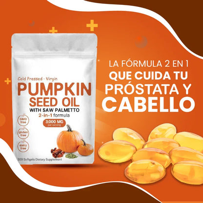 Pumpkin Seed Oil - Repara Tu Prostata, Riñones, Vegija y Bloquea la Caida de Cabello