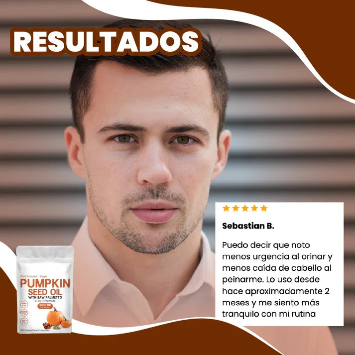 Pumpkin Seed Oil - Repara Tu Prostata, Riñones, Vegija y Bloquea la Caida de Cabello