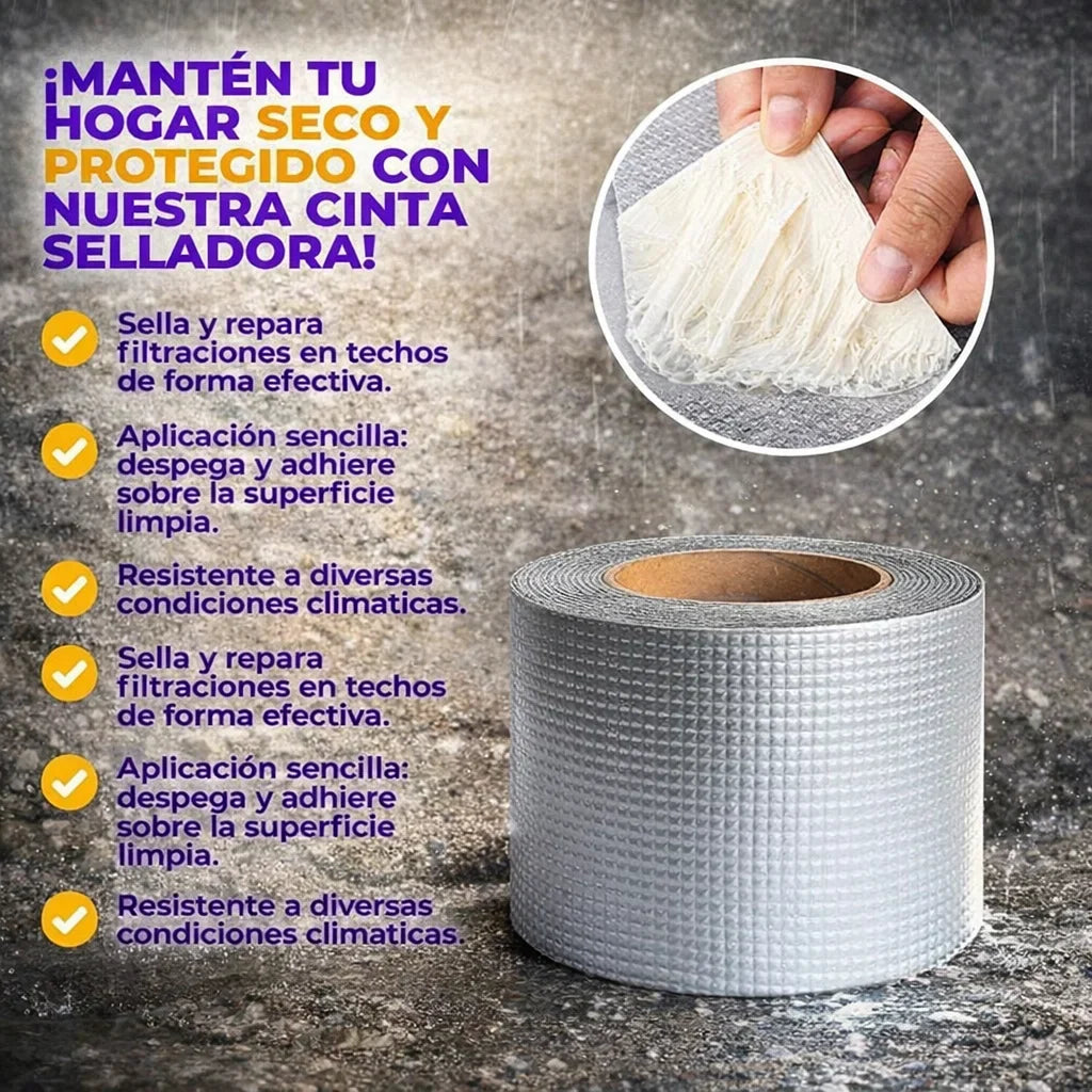 2X1 Cinta Sellado Super Resistente Lluvia Cero® - 10 cm x 5M