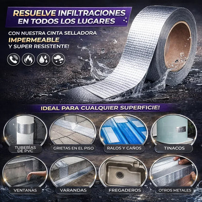 2X1 Cinta Sellado Super Resistente Lluvia Cero® - 10 cm x 5M